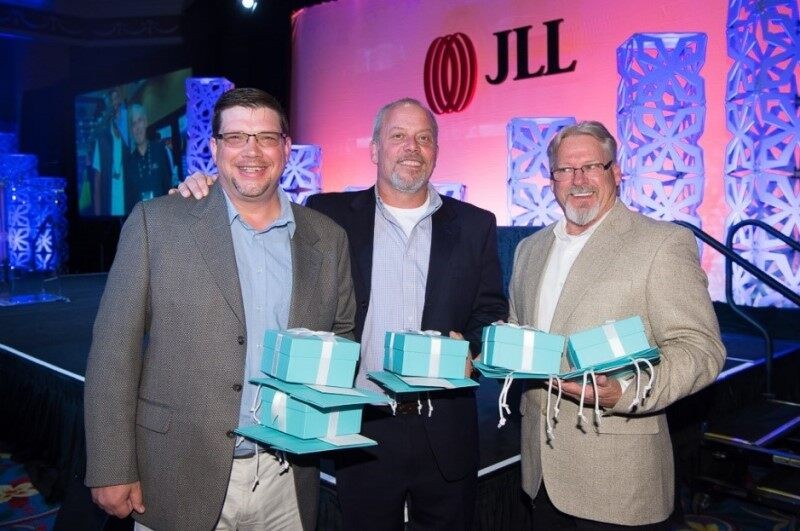 Group image of JLL employees received gifts