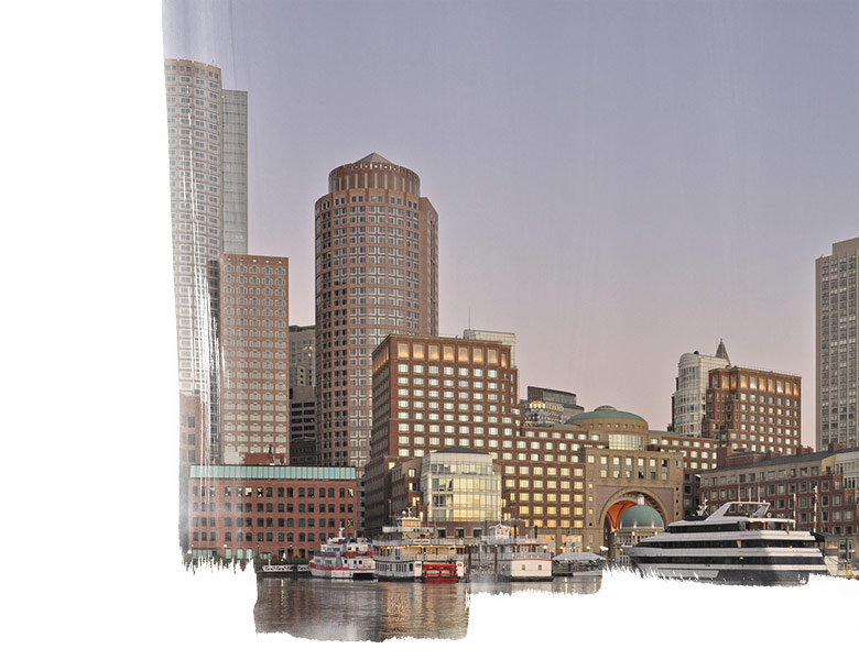 The Boston skyline as viewed from Boston Harbor